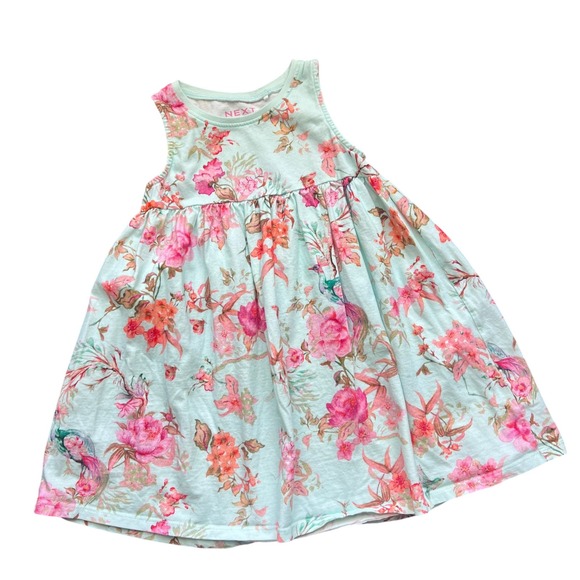 next Other - NEXT‎ UK 4/5Y 110cm Girls Floral Bird Print Sleeveless Dress Boho Girly Cottage